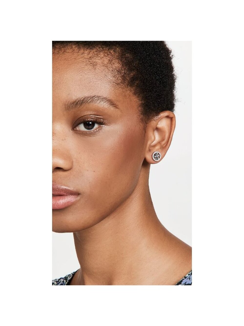 Tory Burch Miller Pavé Stud Earrings Silver/Crystal OS - Picture 2 of 8